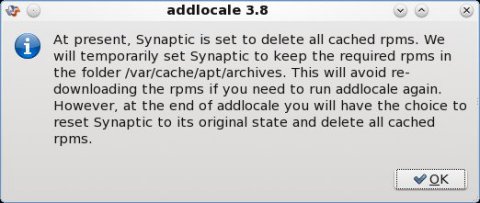addlocale Synapticのキャッシュに関するインフォメーション
